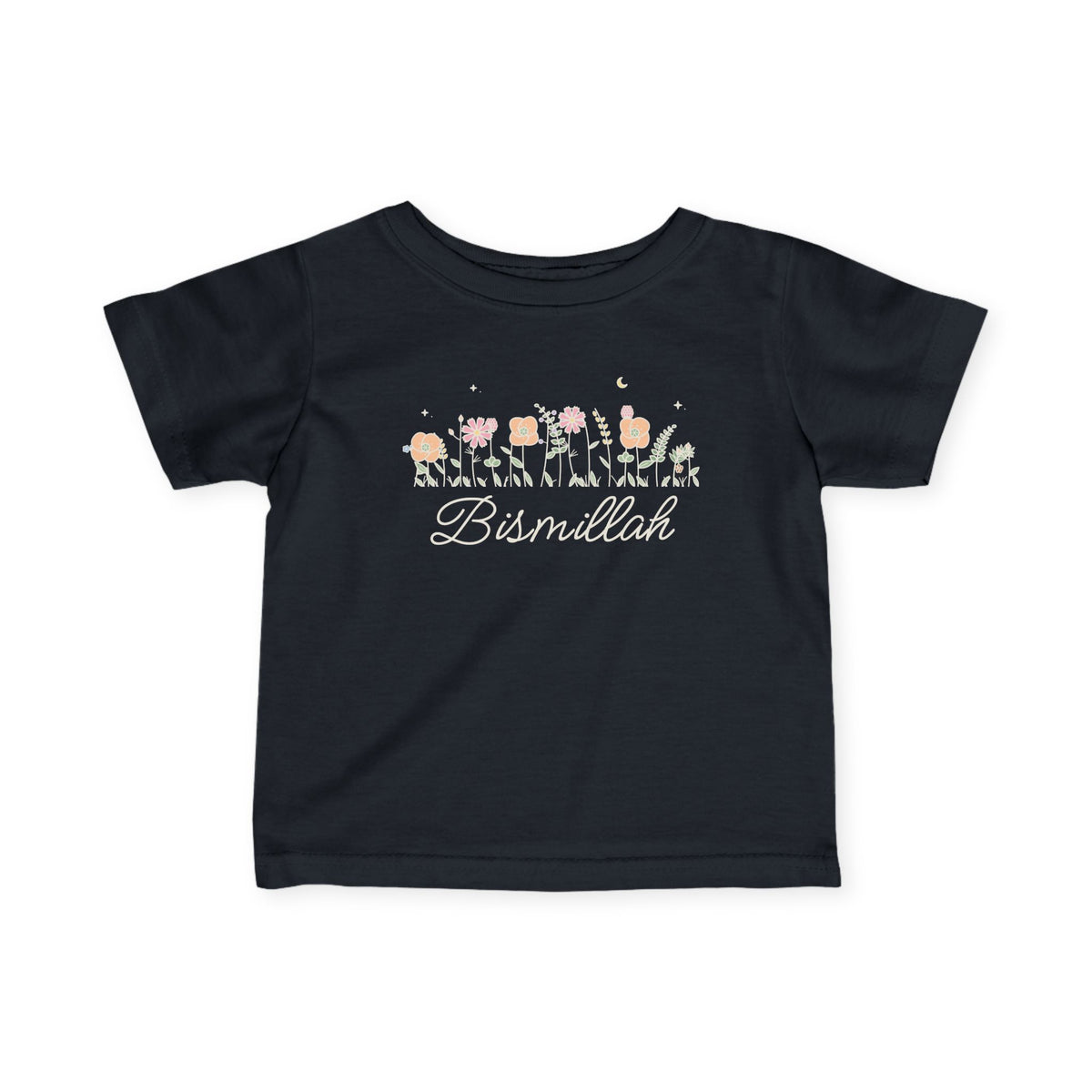 Bismillah Meadow Flowers Islamic Baby T-Shirt in Black – AdabStars
