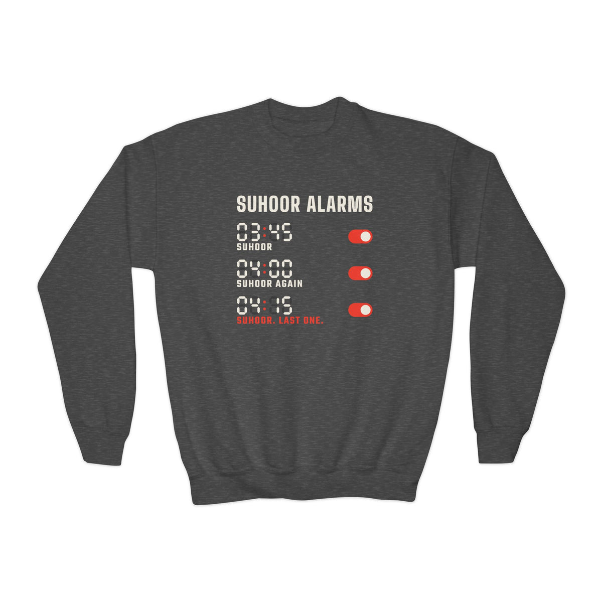 Suhoor Alarms Kids Sweatshirt in Dark Heather – AdabStars