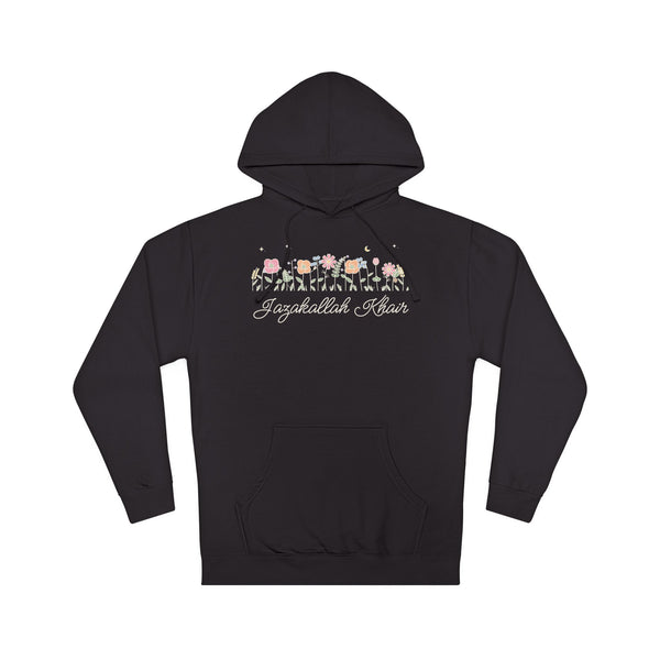 Jazakallah Khair Meadow Flowers Islamic Hoodie in Black – AdabStars