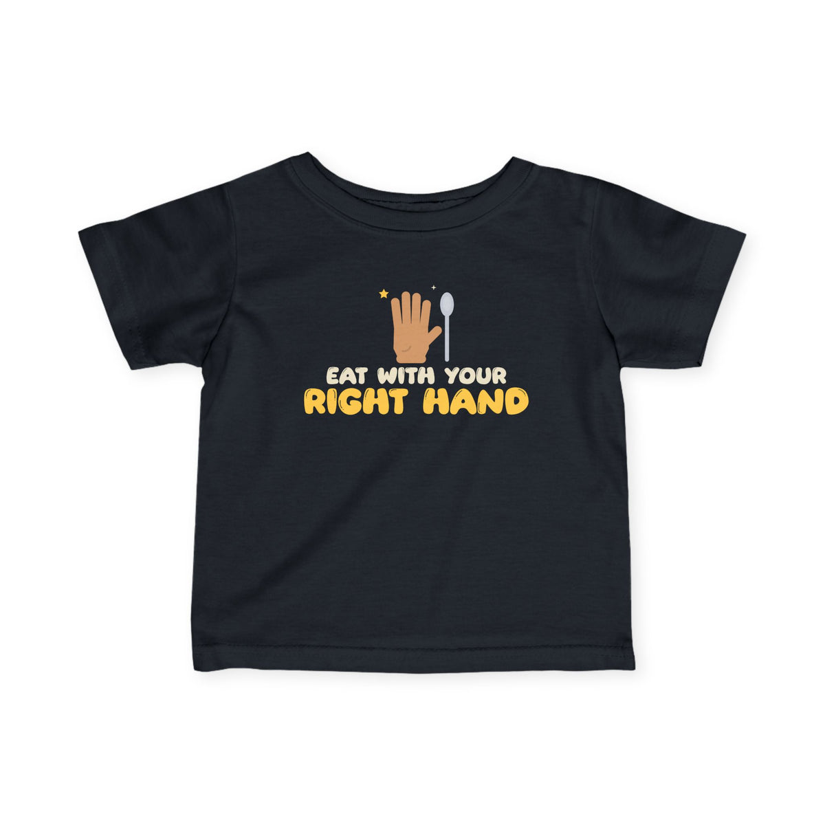 Eat With Your Right Hand Islamic Baby T-Shirt in Black – AdabStars