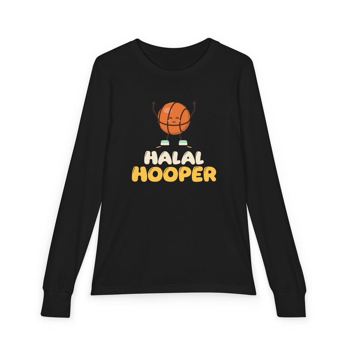 Halal Hooper Muslim Kids Long Sleeve Shirt | Muslim Kids Basketball Halal Hooper Cute Ball Character | AdabStars Islamic Kids Apparel