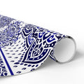 Islamic Mandala Gift Wrapping Paper – Elegant Blue & White Arabesque Design for Eid, Ramadan & Special Occasions back view – 