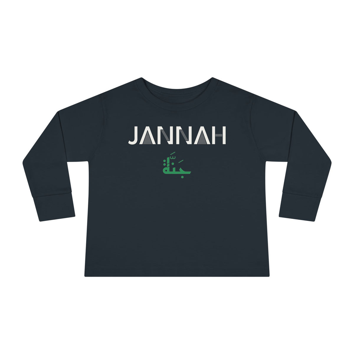 Jannah Dual Language Islamic Toddler Toddler Long Sleeve Shirt in Black – AdabStars