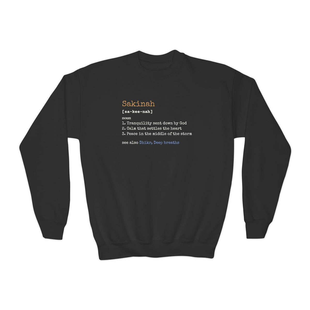Sakinah Definition Islamic Kids Sweatshirt in Black – AdabStars