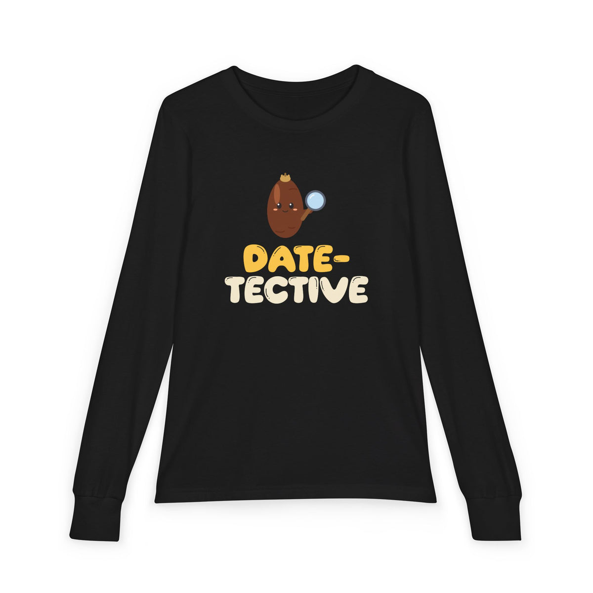 Date Tective Ramadan Kids Long Sleeve Shirt | Ramadan Kids Detective Fruit Magnifier Pun | AdabStars Islamic Kids Apparel