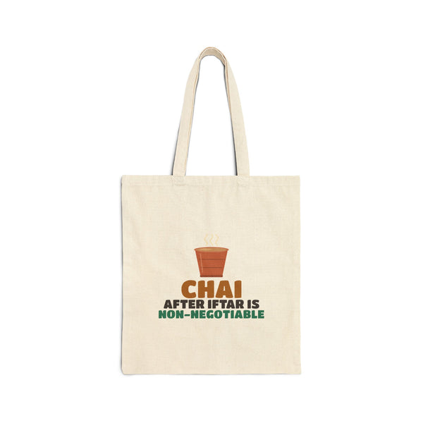 Chai After Iftar Is Non-Negotiable Double-Sided Tote Bag | Ramadan Funny Desi Tea Lover Non Negotiable | AdabStars Islamic Gifts
