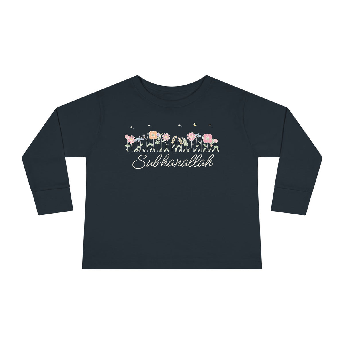 Subhanallah Meadow Flowers Islamic Toddler Toddler Long Sleeve Shirt in Black – AdabStars