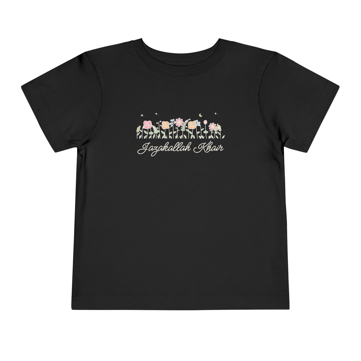 Jazakallah Khair Meadow Flowers Islamic Toddler T-Shirt in Black – AdabStars