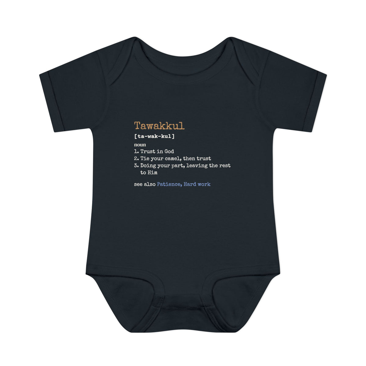 Tawakkul Definition Islamic Baby Bodysuit in Black – AdabStars