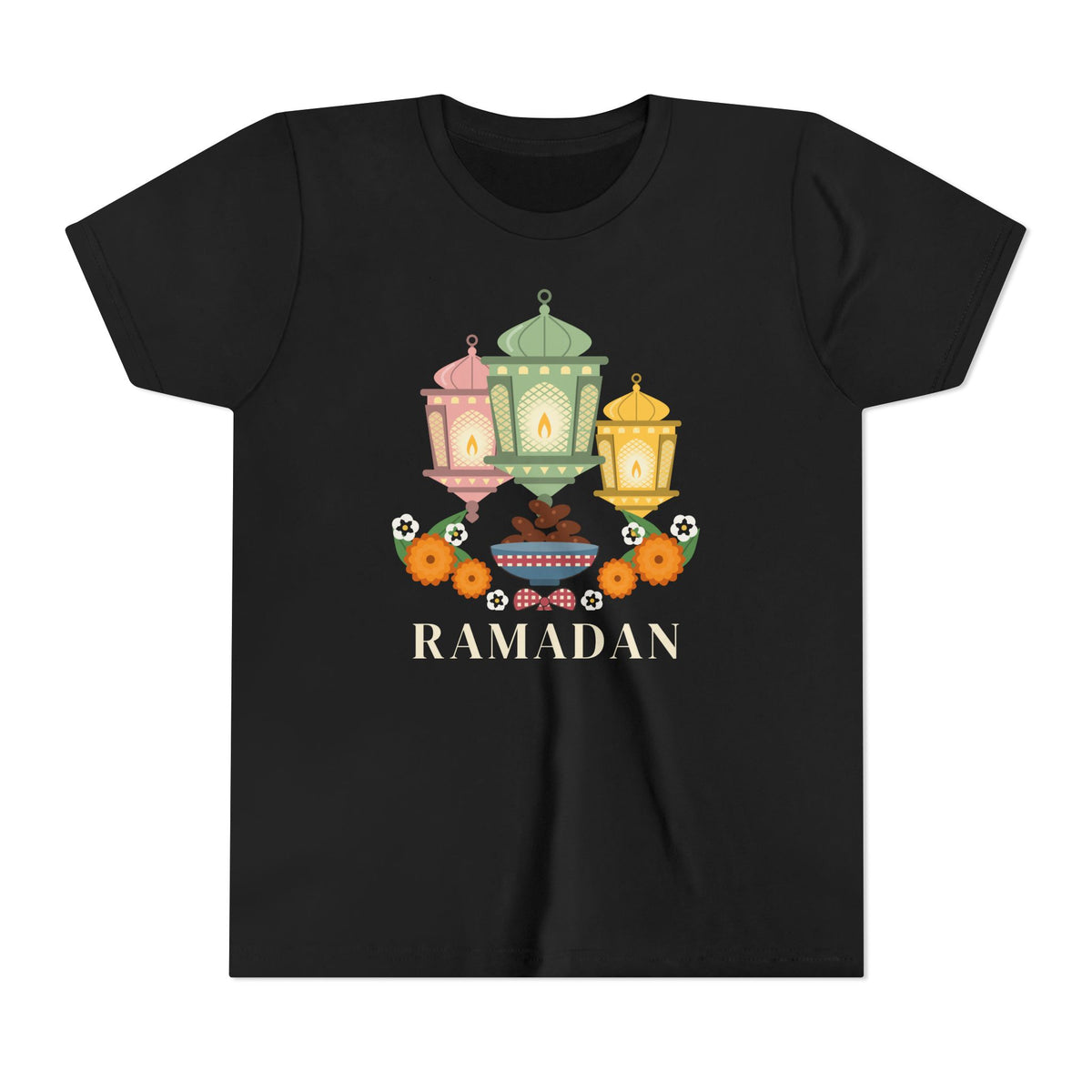 Ramadan Lantern Bouquet Kids T-Shirt in Black – AdabStars