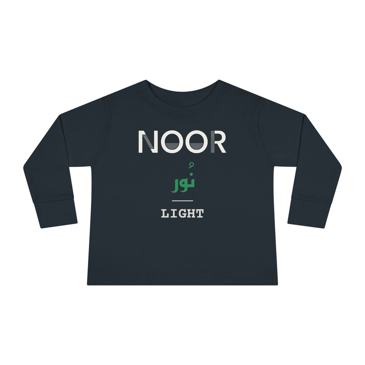 Noor Dual Language with English Meaning Islamic Toddler Toddler Long Sleeve Shirt in Black – AdabStars