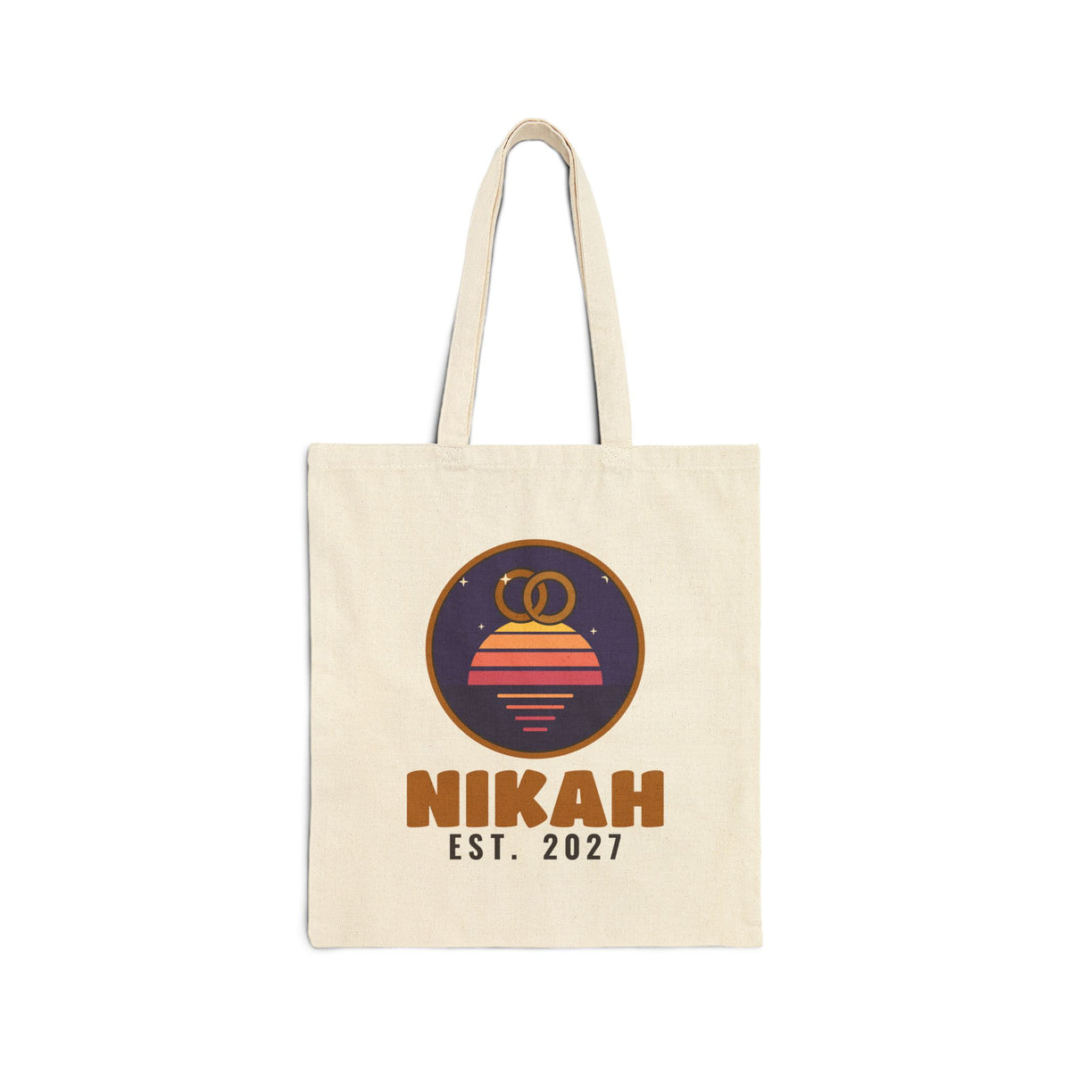 Nikah Est. 2027 Islamic Canvas Tote Bag in Natural, one-sided print – AdabStars