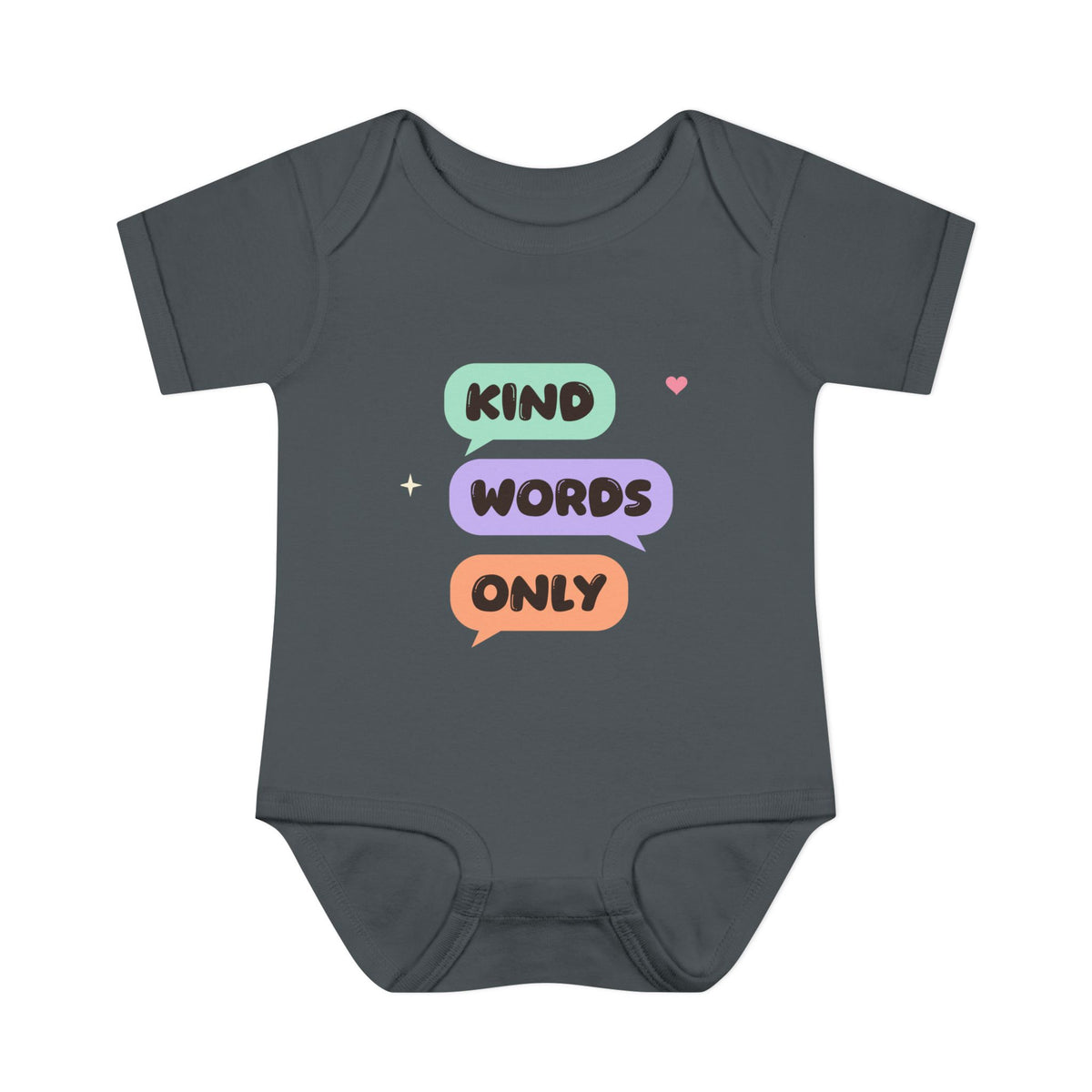 Kind Words Only Islamic Baby Bodysuit in Charcoal – AdabStars