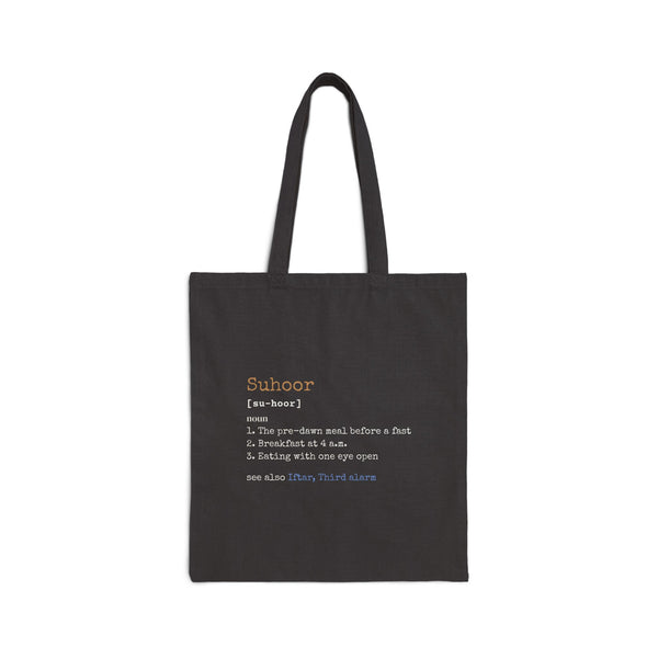 Suhoor Definition Canvas Tote Bag in Black, one-sided print – AdabStars