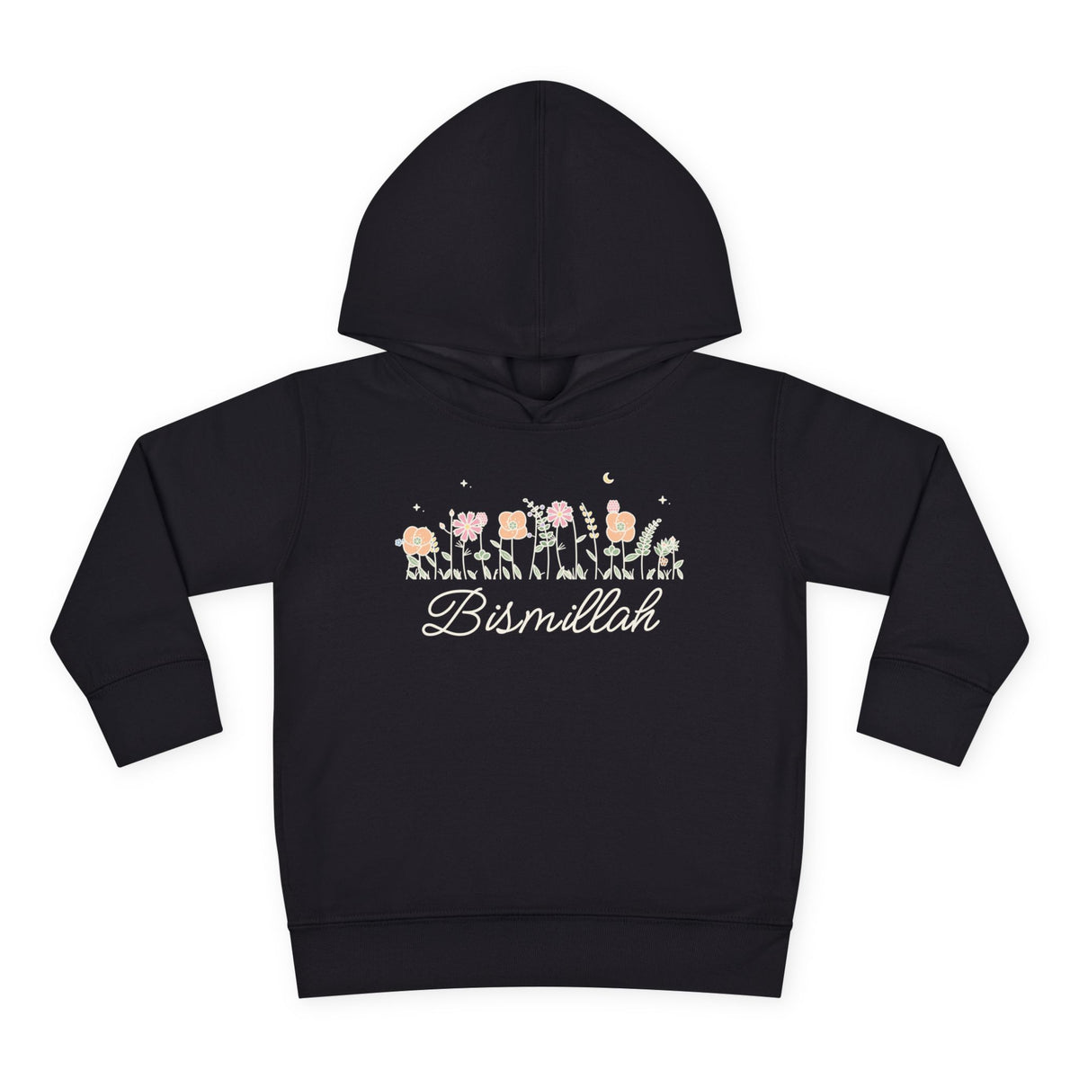 Bismillah Meadow Flowers Islamic Toddler Hoodie in Black – AdabStars