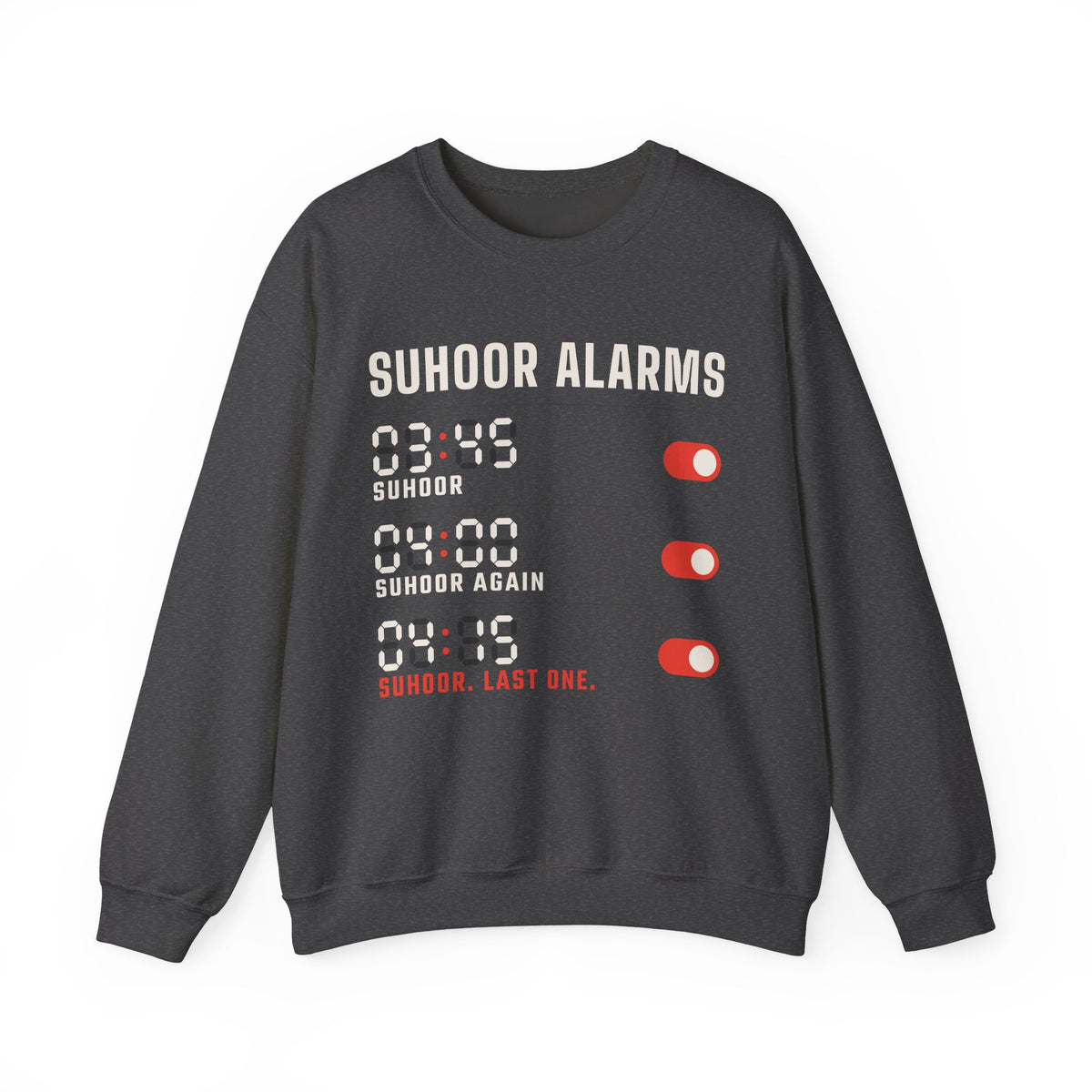 Suhoor Alarms Crewneck Sweatshirt in Dark Heather – AdabStars