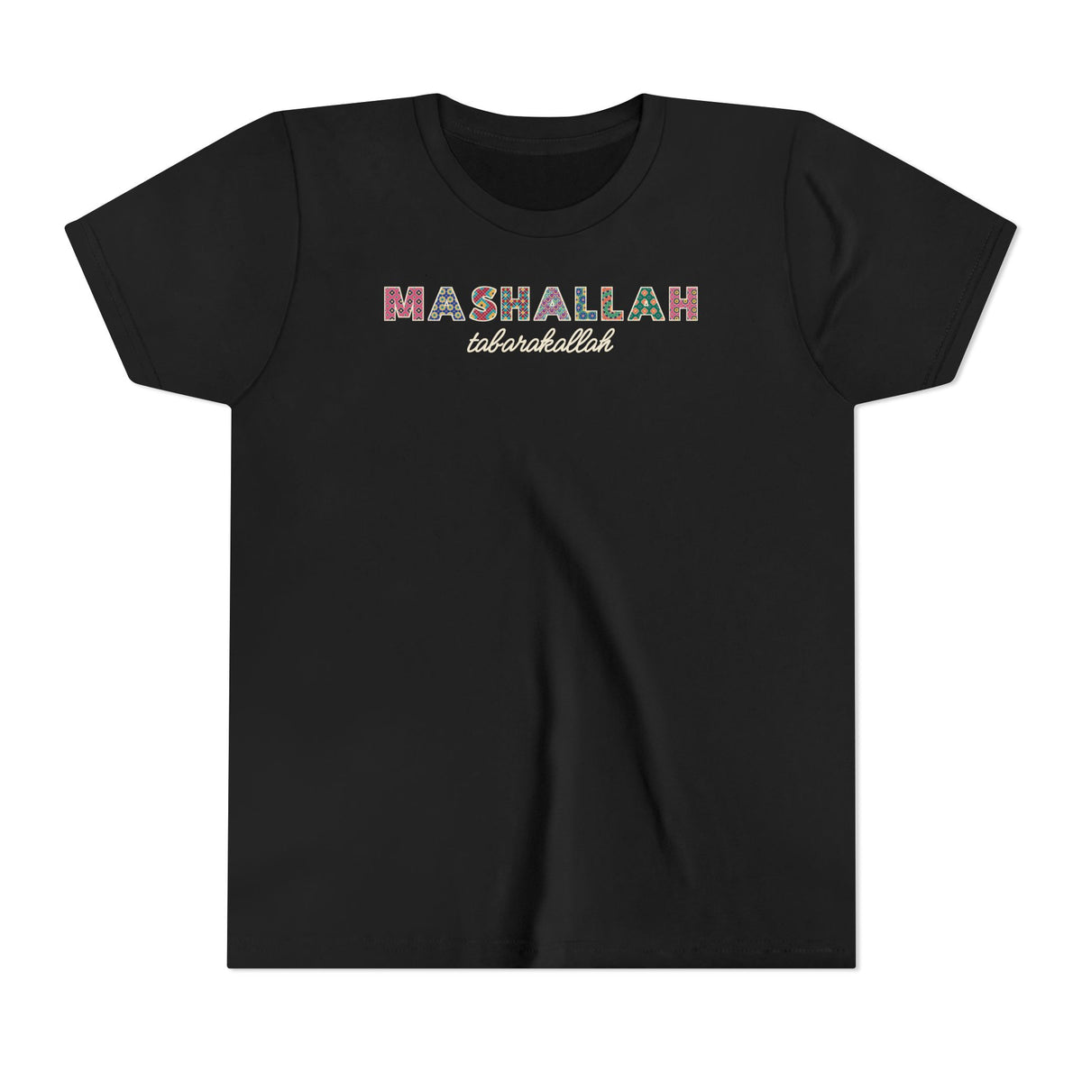 Mashallah Patterned Letters Islamic Kids T-Shirt in Black – AdabStars
