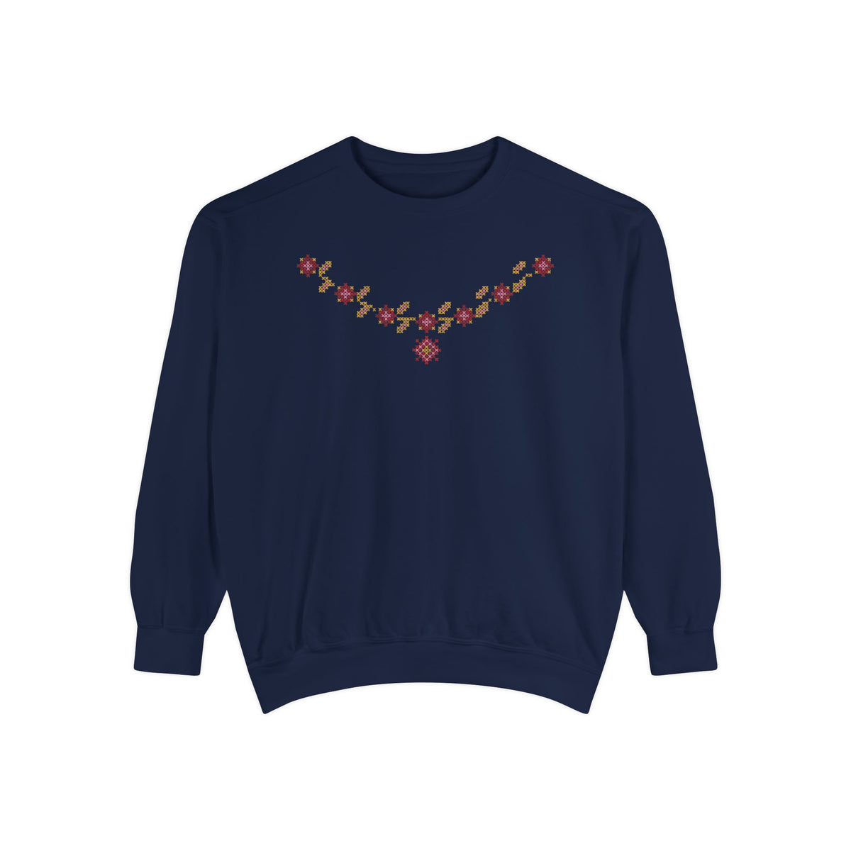 Tatreez Rose Vine Islamic Premium Sweatshirt in True Navy – AdabStars
