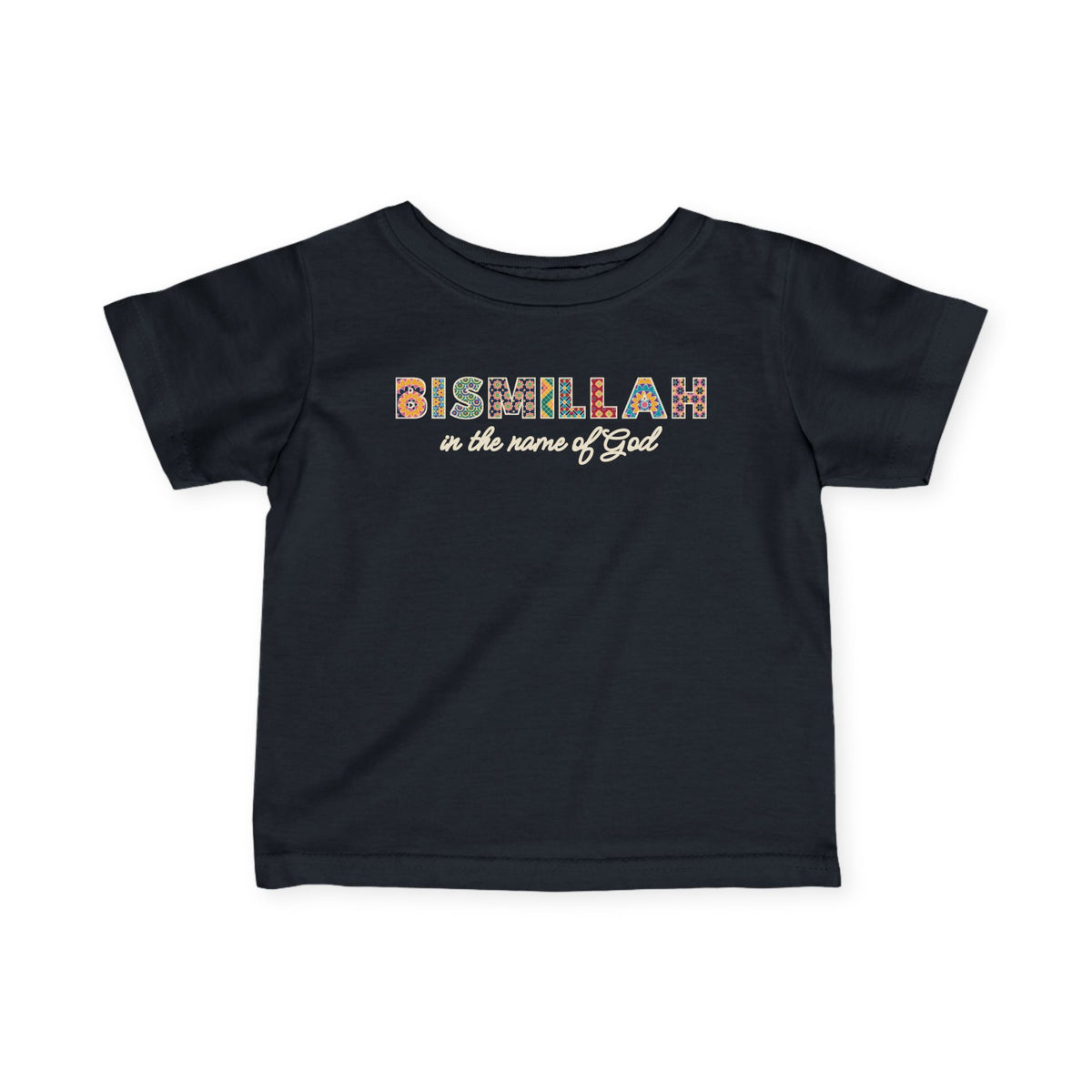 Bismillah Patterned Letters Islamic Baby T-Shirt in Black – AdabStars