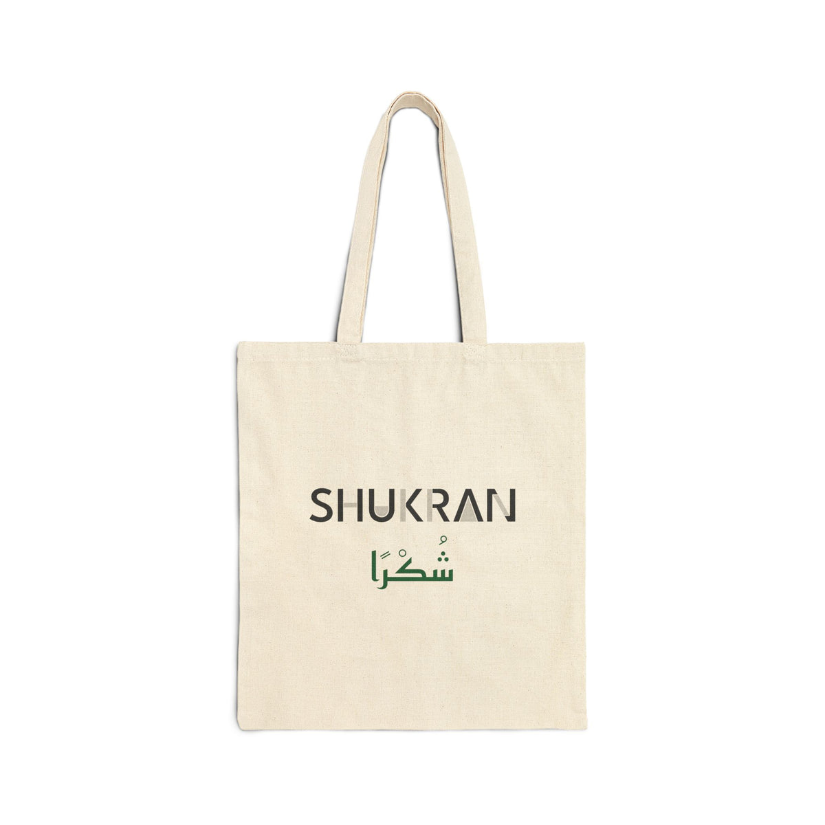 Shukran Dual Language Islamic Canvas Tote Bag, one-sided print – AdabStars