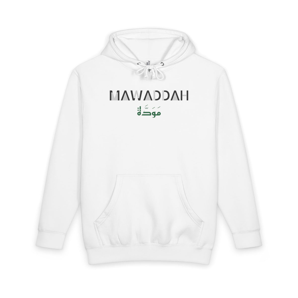 Mawaddah Dual Language Islamic Heavyweight Premium Heavyweight Hoodie in White – AdabStars