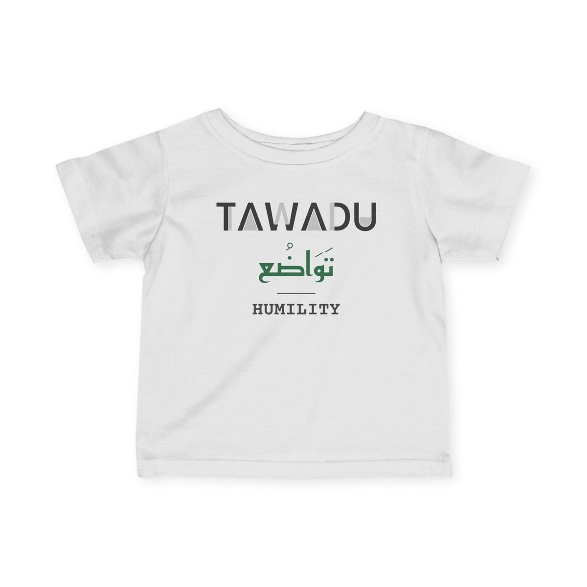 Tawadu Dual Language with English Meaning Islamic Baby T-Shirt in White – AdabStars
