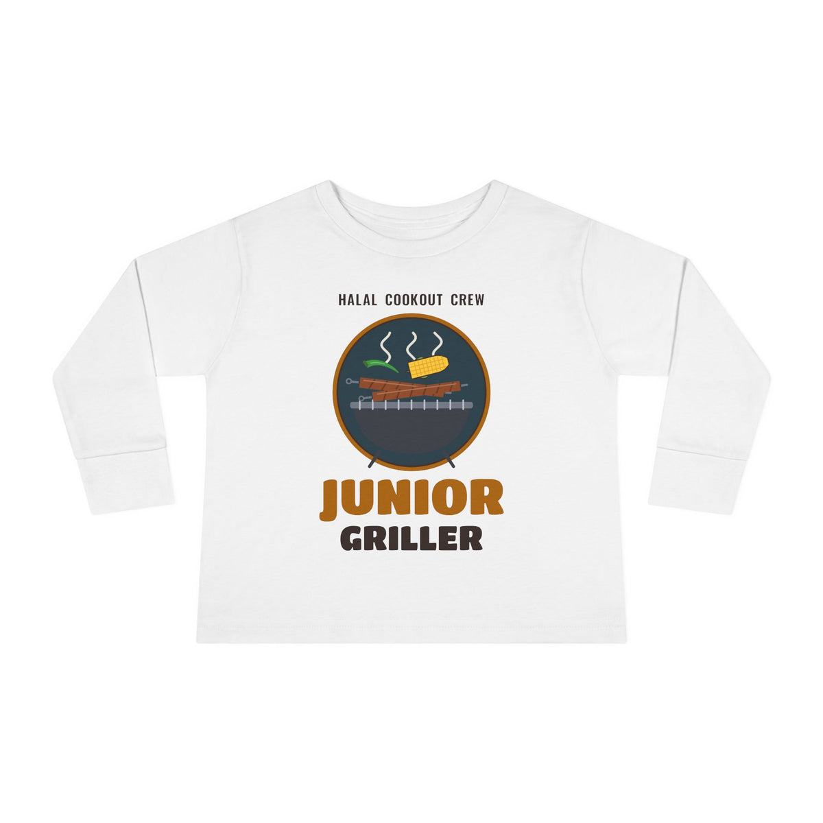 Junior Griller Halal Cookout Islamic Toddler Toddler Long Sleeve Shirt in White – AdabStars
