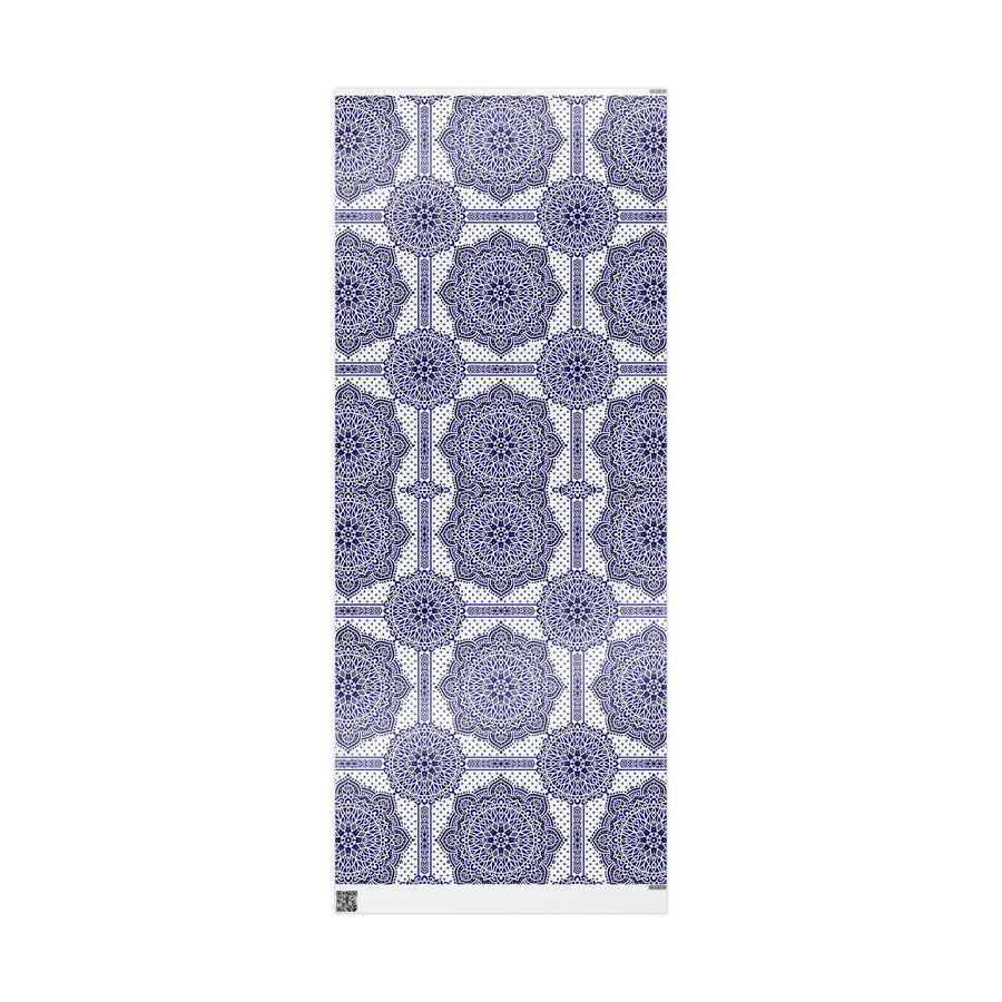 Islamic Mandala Gift Wrapping Paper – Elegant Blue & White Arabesque Design for Eid, Ramadan & Special Occasions