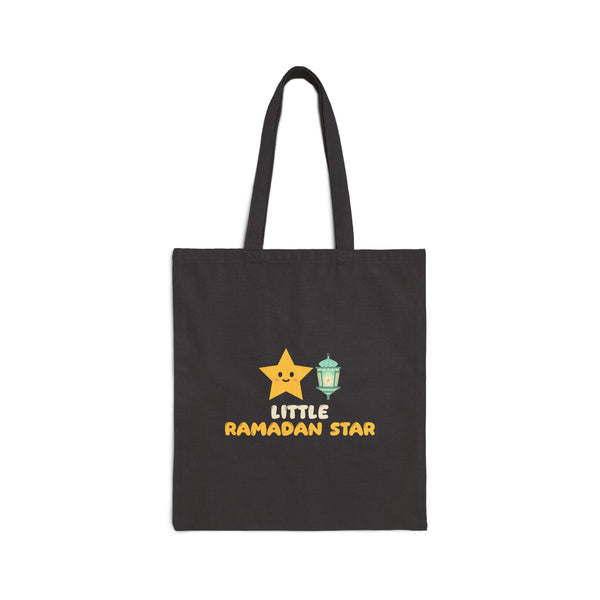 Little Ramadan Star Canvas Tote Bag in Black, double-sided print – AdabStars