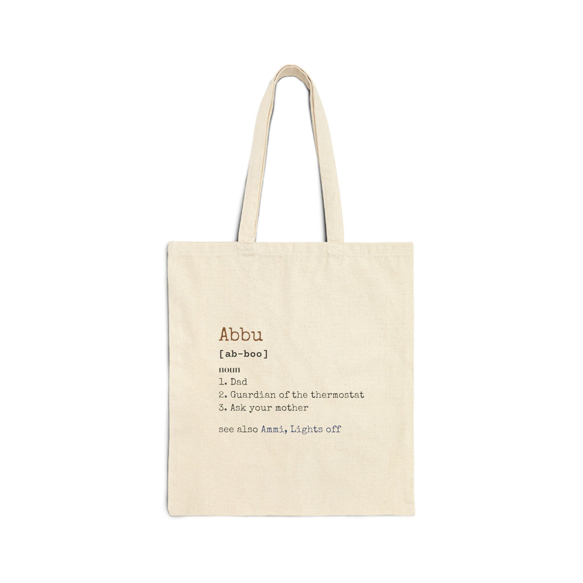 Abbu Definition Canvas Tote Bag in Natural, double-sided print – AdabStars