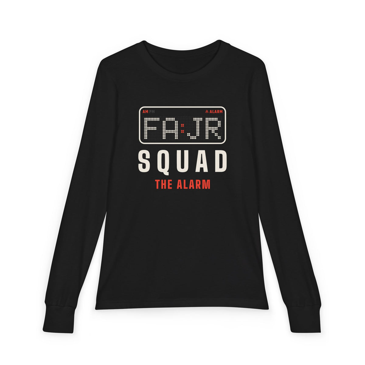 Fajr Squad: The Alarm Islamic Kids Kids Long Sleeve Shirt in Black – AdabStars