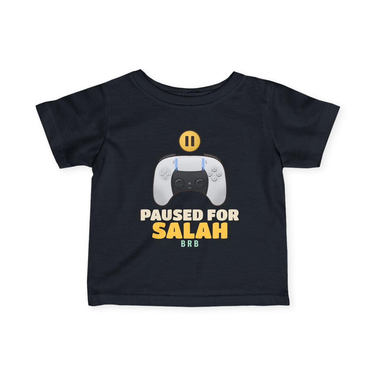 Paused for Salah White Controller Islamic Baby T-Shirt in Black – AdabStars