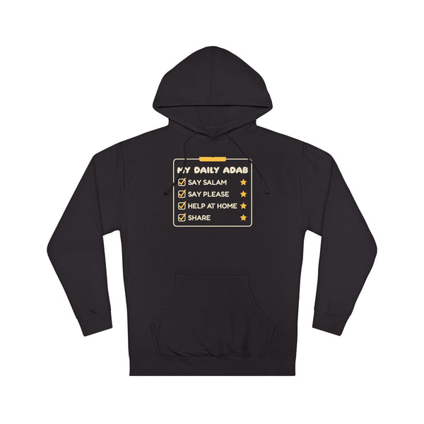 My Daily Adab Islamic Hoodie | Checklist Kids Islamic Manners Salam Share | AdabStars Islamic Kids Apparel