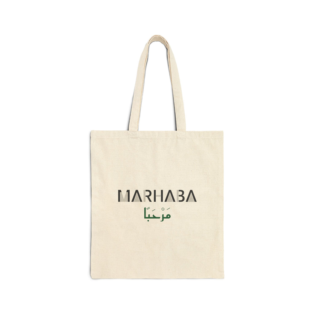 Marhaba Dual Language Islamic Canvas Tote Bag in Natural, one-sided print – AdabStars