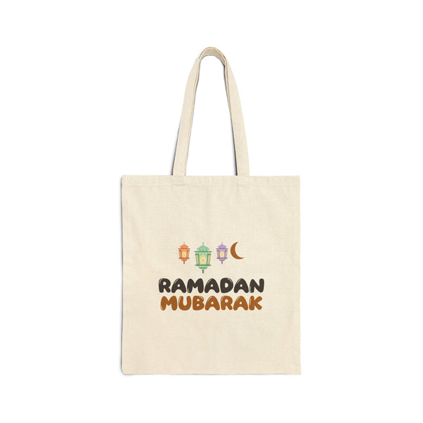 Ramadan Mubarak Lanterns Canvas Tote Bag in Natural, double-sided print – AdabStars
