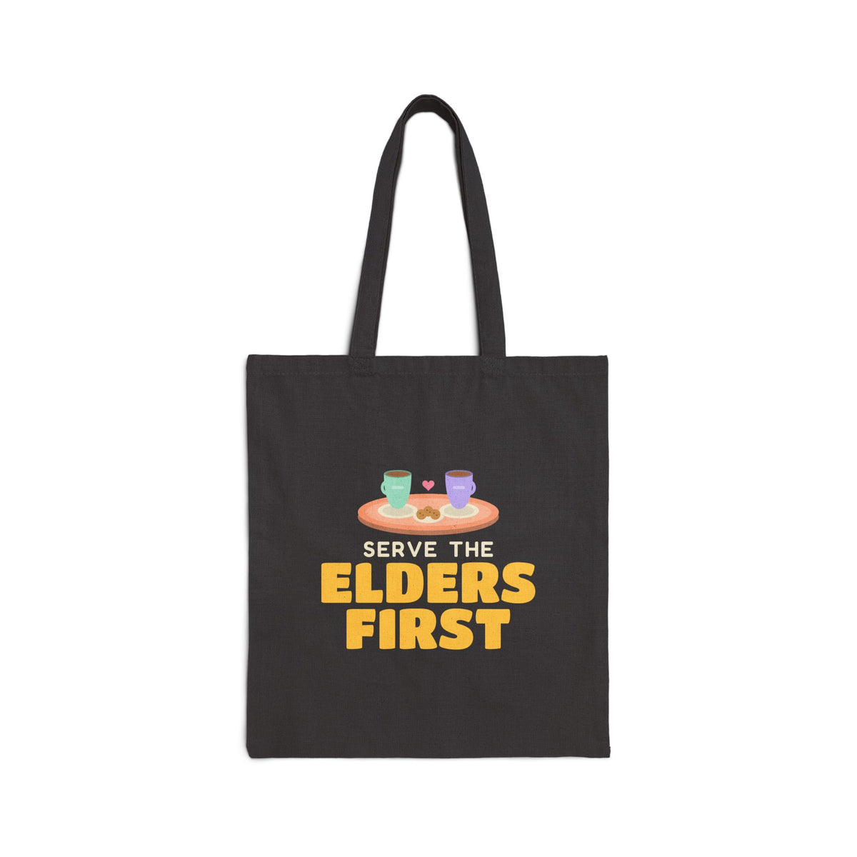 Elders First Canvas Tote Bag in Black, one-sided print – AdabStars