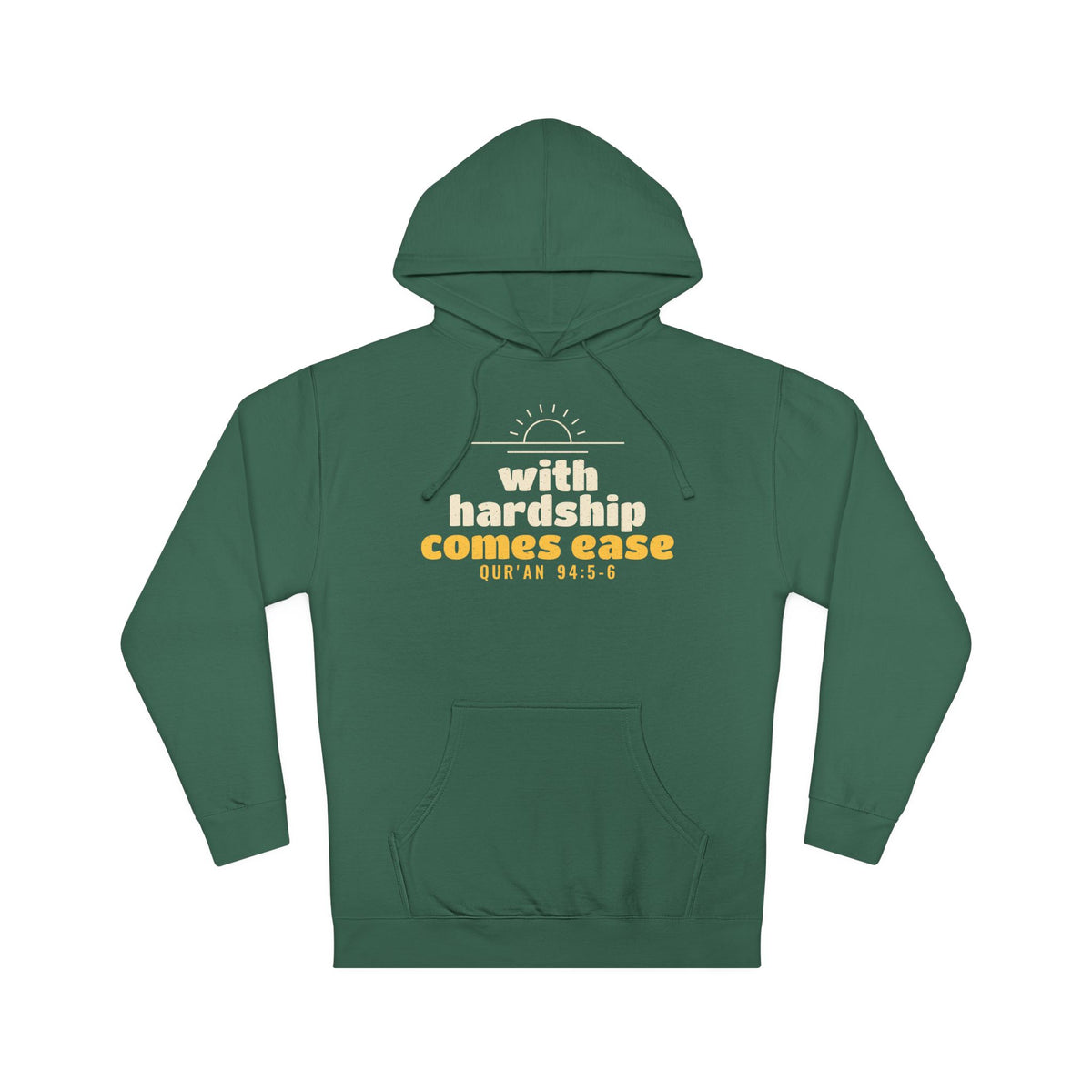 With Hardship Comes Ease Hoodie | Surah Ash-Sharh Qur'an 94:5-6 on the Back Islamic Reminder | AdabStars