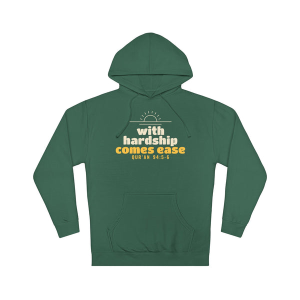 With Hardship Comes Ease Hoodie | Surah Ash-Sharh Qur'an 94:5-6 on the Back Islamic Reminder | AdabStars