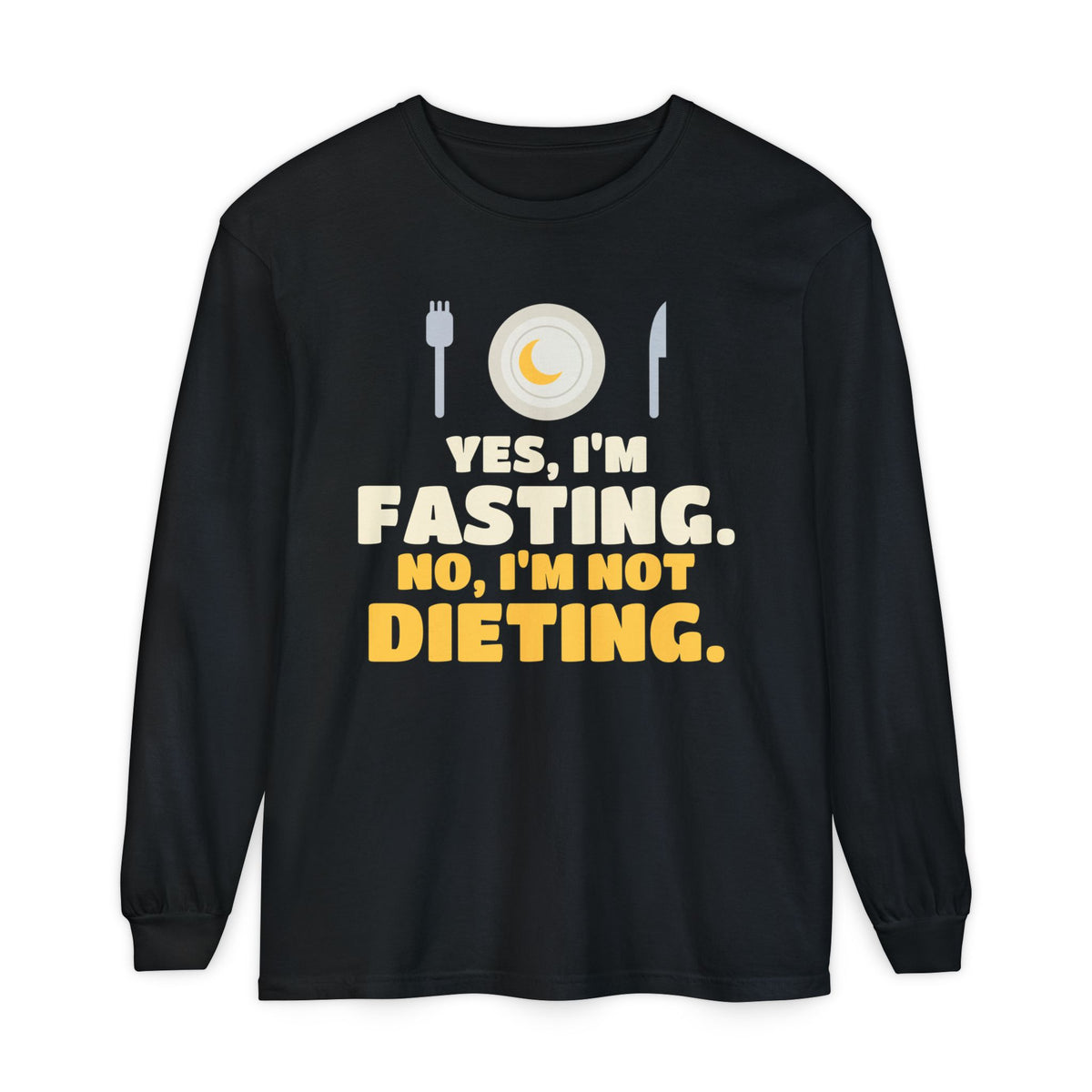 Yes I'm Fasting, No I'm Not Dieting Long Sleeve Shirt | Ramadan Yes I'm Fasting No Not Dieting Funny Teen School | AdabStars Islamic Apparel