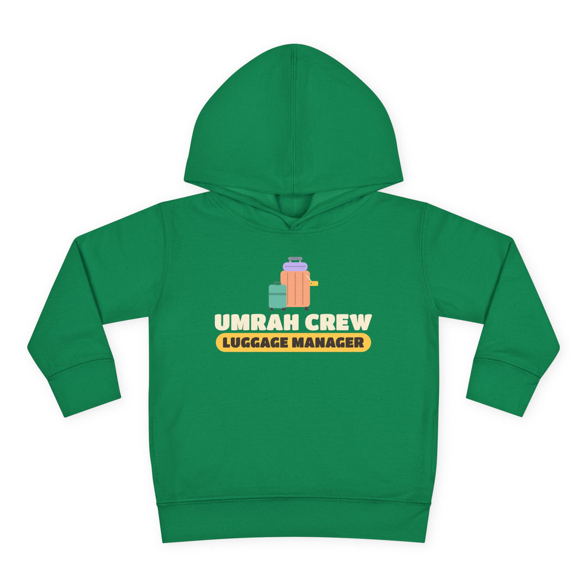 Umrah Crew Luggage Manager Islamic Toddler Hoodie in Kelly – AdabStars