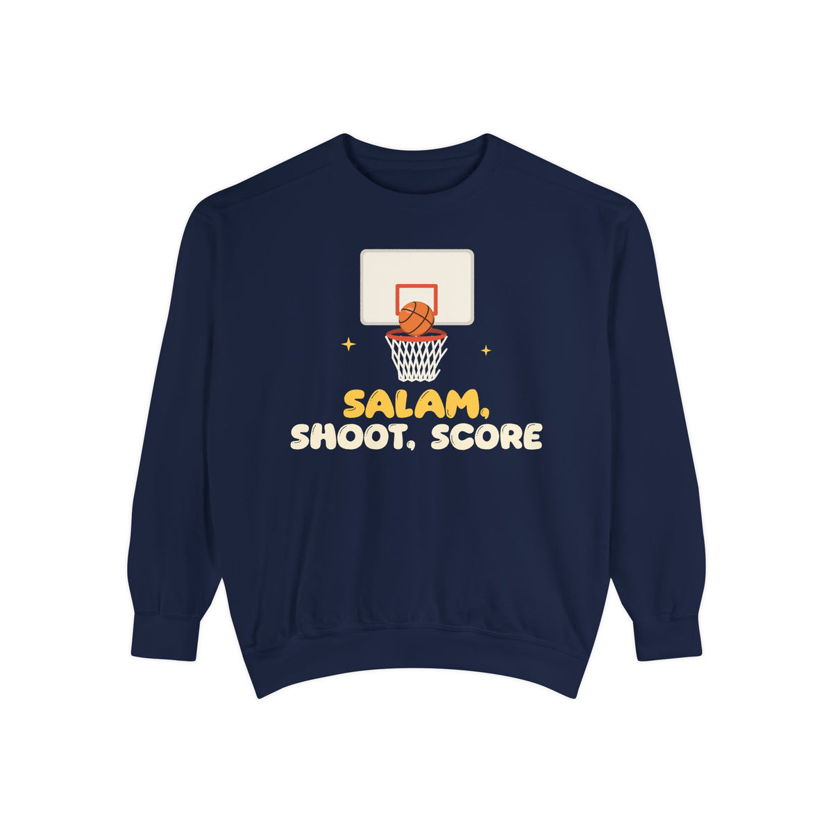 Salam, Shoot, Score Muslim Sweatshirt | Muslim Kids Basketball Salam Shoot Score Hoop And Net | AdabStars Islamic Kids Apparel
