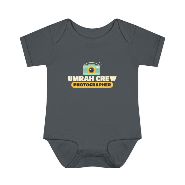 Umrah Crew Photographer Baby Bodysuit in Charcoal – AdabStars