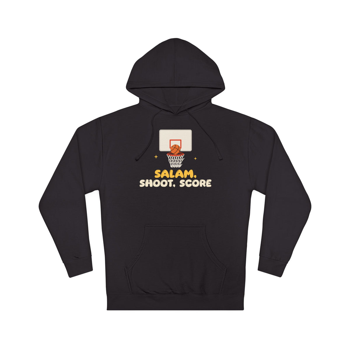 Salam, Shoot, Score Muslim Hoodie | Muslim Kids Basketball Salam Shoot Score Hoop And Net | AdabStars Islamic Kids Apparel