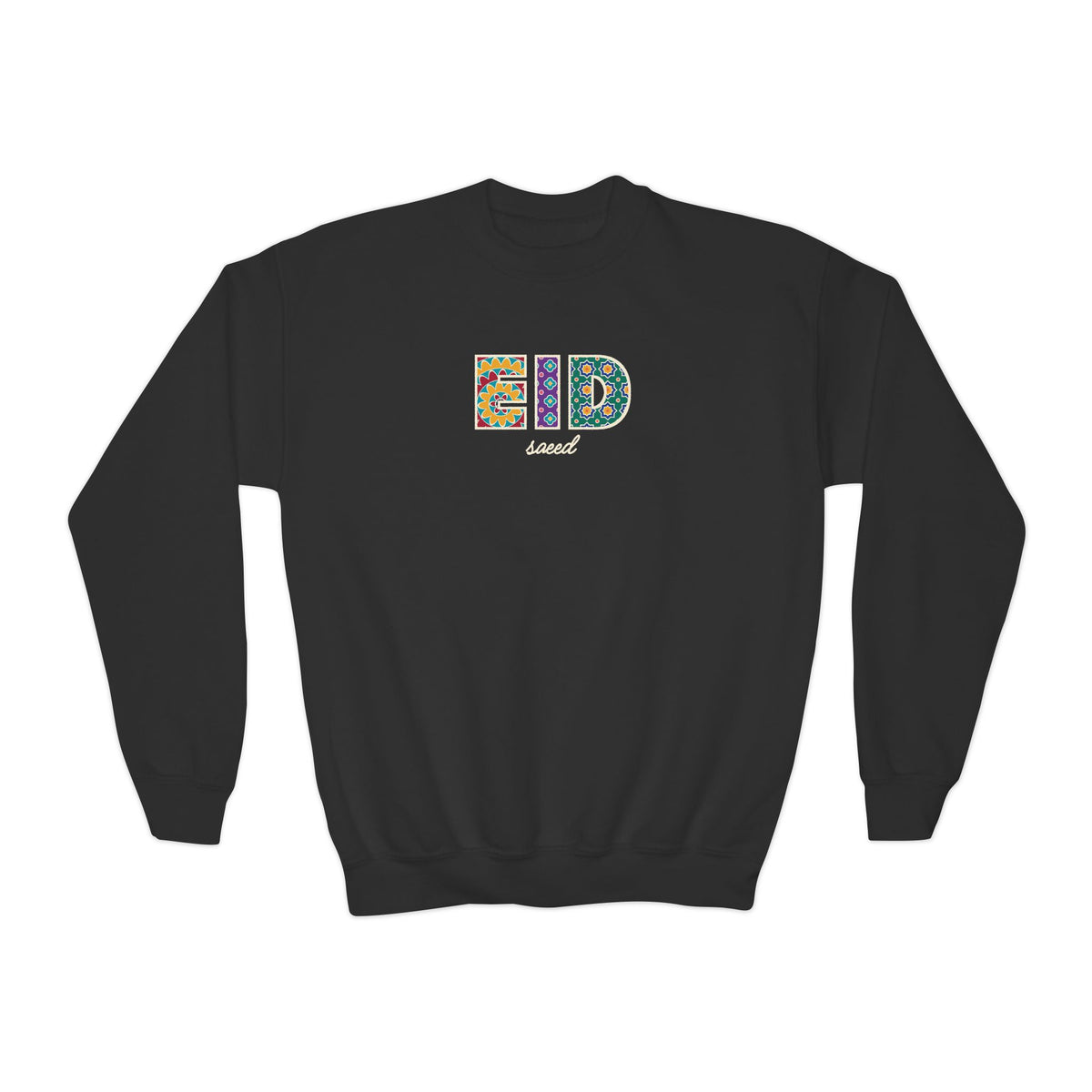Eid Saeed Patterned Letters Kids Sweatshirt in Black – AdabStars