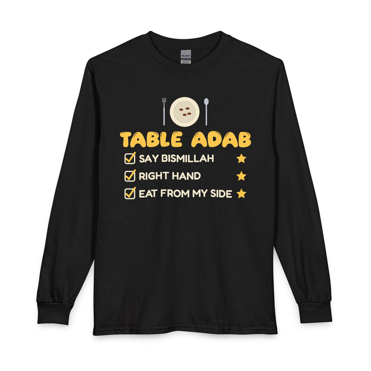 Table Adab Islamic Long Sleeve Shirt in Black – AdabStars