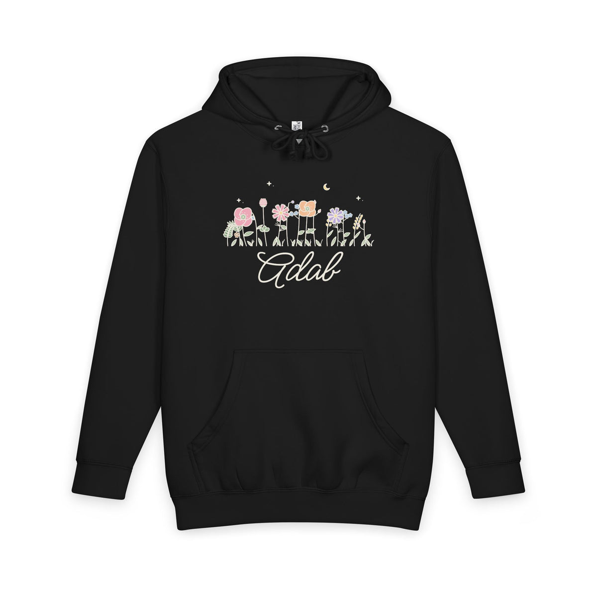 Adab Meadow Flowers Islamic Heavyweight Premium Heavyweight Hoodie in Black – AdabStars
