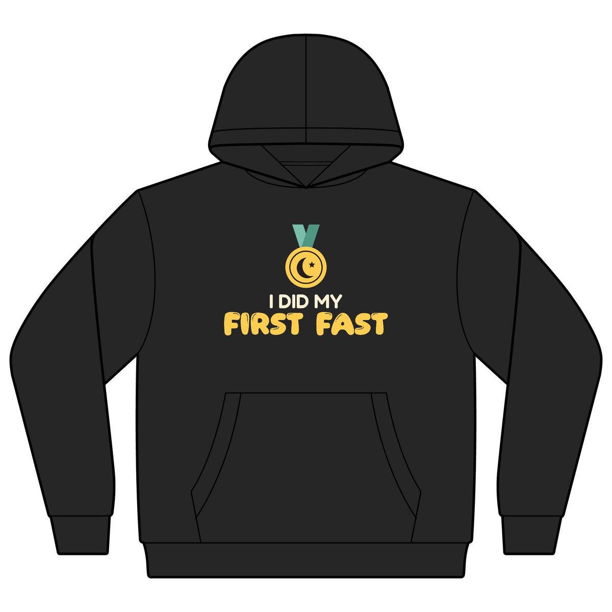 I Did My First Fast Ramadan Kids Hoodie | Ramadan Kids Milestone Medal Proud | AdabStars Islamic Kids Apparel