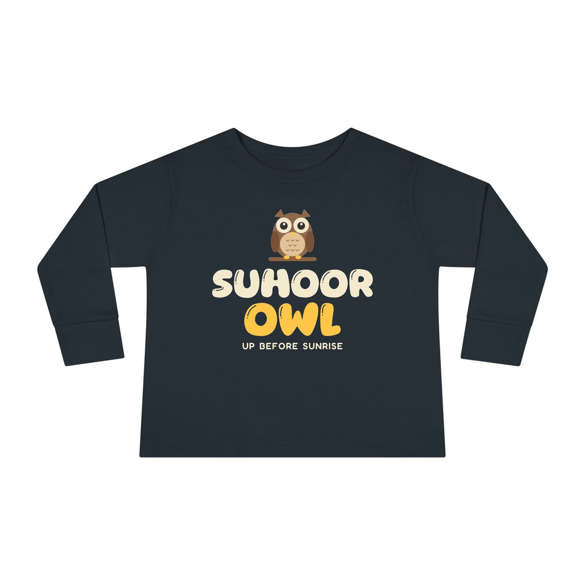 Suhoor Owl Ramadan Toddler Toddler Long Sleeve Shirt in Black – AdabStars