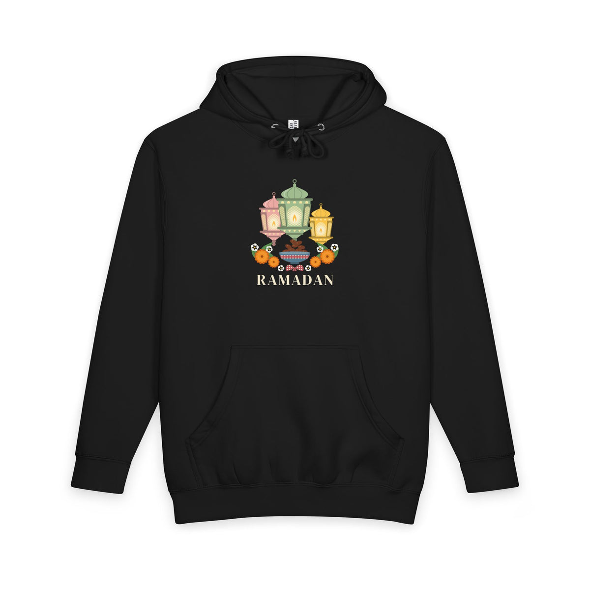 Ramadan Lantern Bouquet Premium Heavyweight Hoodie in Black – AdabStars