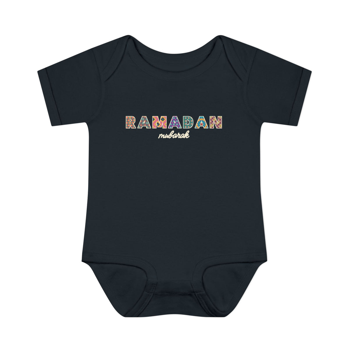 Ramadan Mubarak Patterned Letters Baby Bodysuit in Black – AdabStars